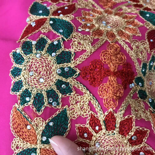 Rayon Plain Dyed With 4-Color Embroidery Women Dress